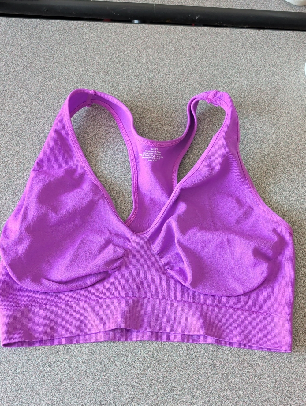 Source Unknown Bright Purple Racerback Seamless Sports Bra